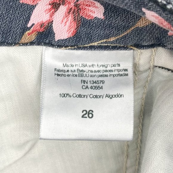 Sundry Shorts Women Mid Rise Banded Waist Frayed Floral Printed Cotton Navy 26 - Picture 7 of 7